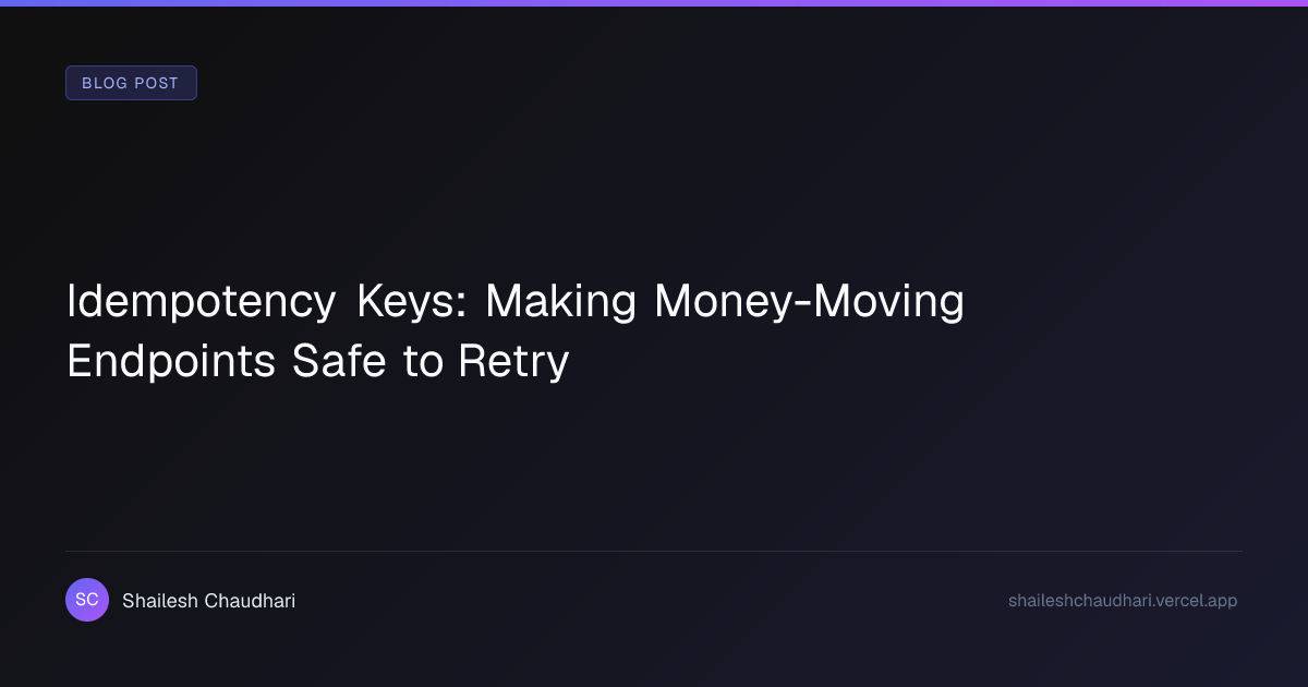 Idempotency Keys: Making Money-Moving Endpoints Safe to Retry